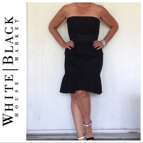 WHITE HOUSE BLACK MARKET BLACK STRAPLESS LACE BLACK DRESS NWT SIZE 10 - Picture 2 of 9